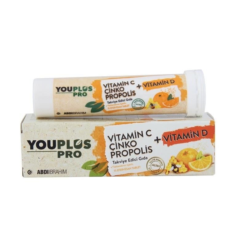 YouPlus Pro Vitamin C Çinko Propolis + Vitamin D 15 Efervesan Tablet