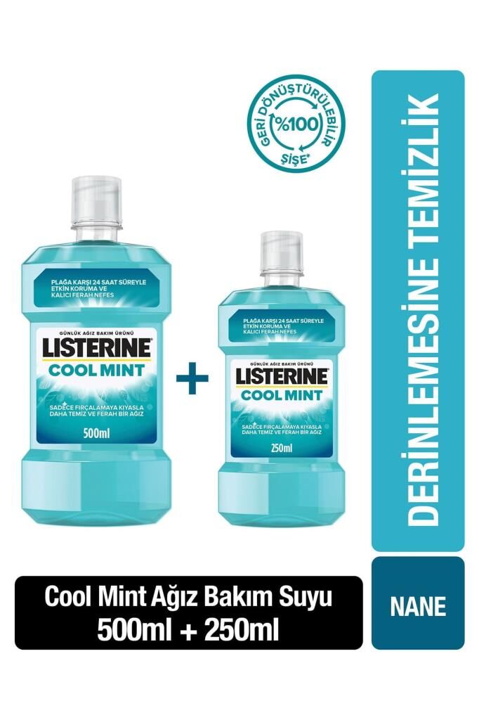 Listerine Cool Mint Nane Aromalı 500 ml + 250 ml - Avantajlı Paket
