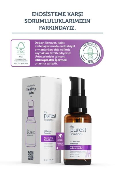 The Purest Solutions %1 Retinol + Ceramide Rejuvenating Retinol Serum 30 ml
