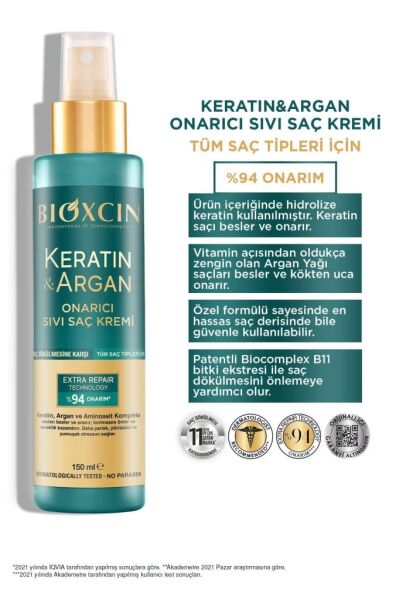 Bioxcin Keratin ve Argan Onarıcı Sıvı Saç Kremi 150 ml
