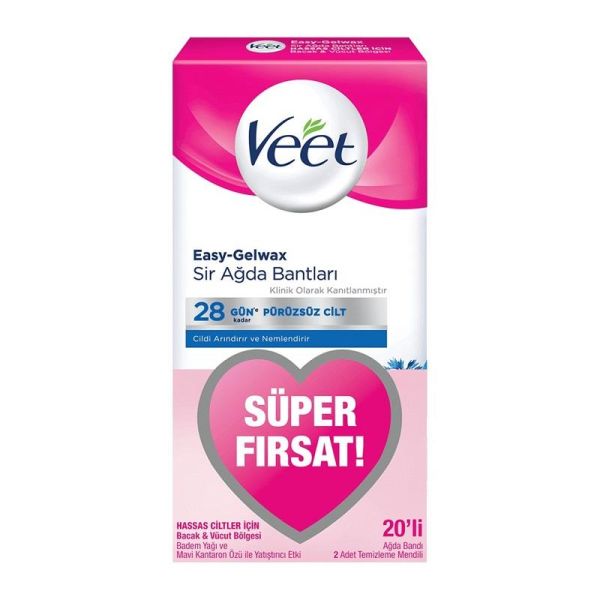 Veet Hassas Ciltler İçin Sir Ağda Bandı 20'li