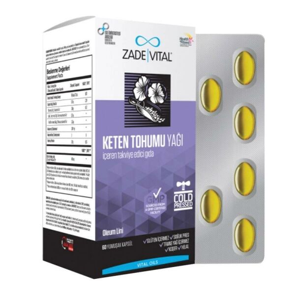 Zade Vital Keten Tohumu Yağı İçeren Takviye Edici Gıda 60 Kapsül