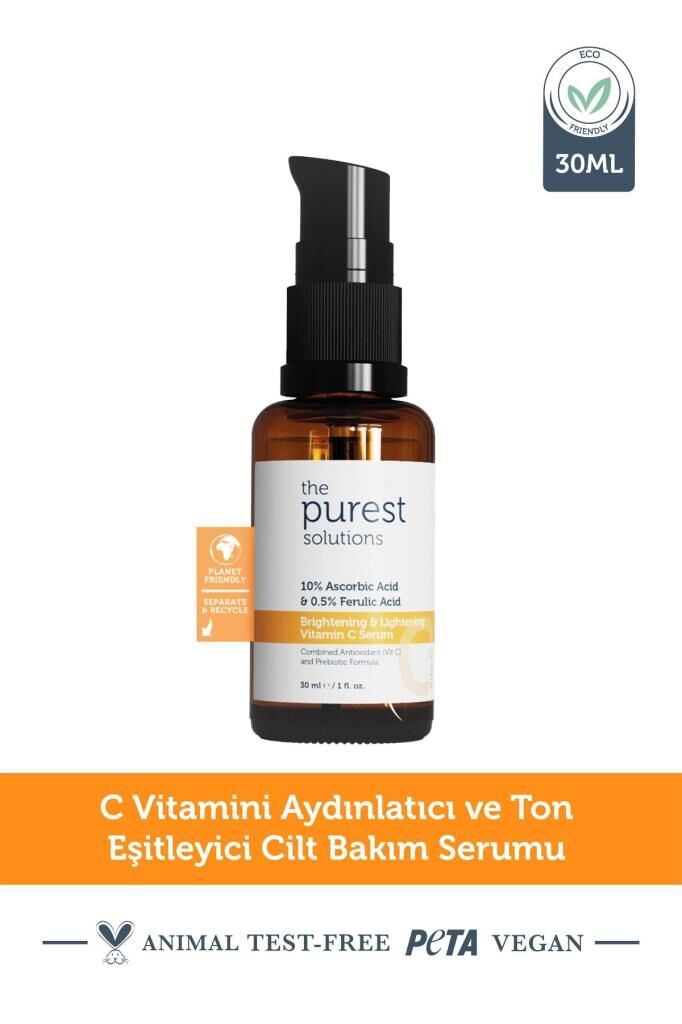 The Purest Solutions Brightening & Lightening Vitamin C Serum 10% Ascorbic Acid & 0,5% Ferulic Acid 30 ml