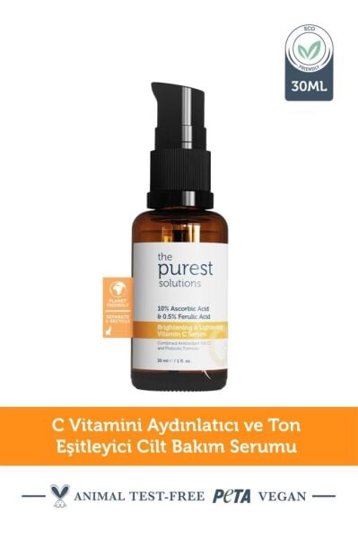 The Purest Solutions Brightening & Lightening Vitamin C Serum 10% Ascorbic Acid & 0,5% Ferulic Acid 30 ml