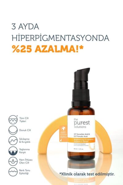 The Purest Solutions Brightening & Lightening Vitamin C Serum 10% Ascorbic Acid & 0,5% Ferulic Acid 30 ml