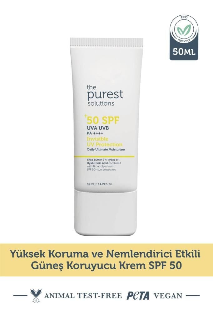 The Purest Solutions Invisible UV Protection Günlük Kullanıma Uygun Nemlendiricili Güneş Kremi SPF50