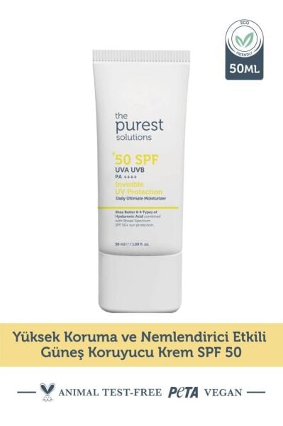 The Purest Solutions Invisible UV Protection Günlük Kullanıma Uygun Nemlendiricili Güneş Kremi SPF50