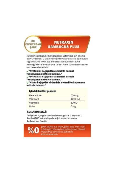 Nutraxin Sambucus Plus Nigra 20 Efervesan Saşe