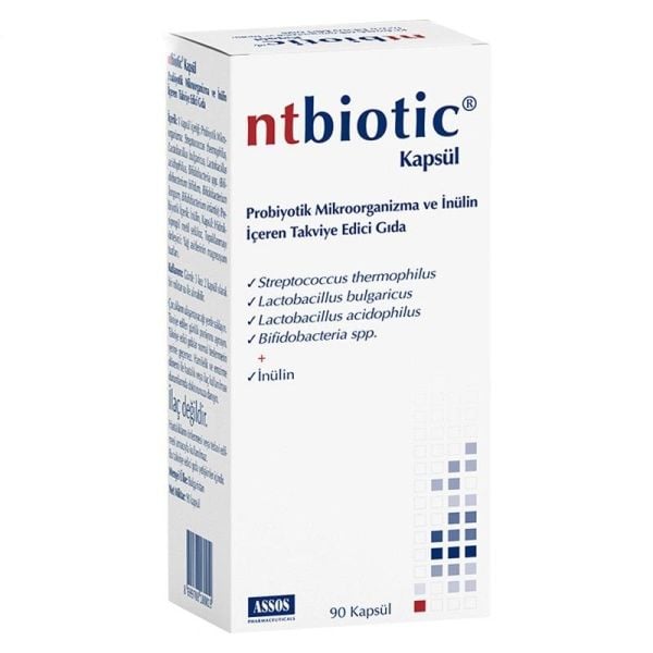 Assos Ntbiotic Probiyotik ve İnülin İçeren Takviye Edici Gıda 90 Kapsül