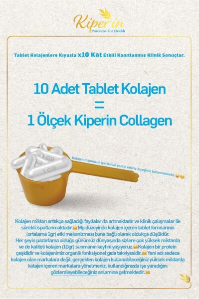 Kiperin Collagen %100 Saf Ve Doğal Yüksek Biyoaktif Çift Hidrolize Kolajen Peptitler Içeren Diyet Takviyesi(50günlük)
