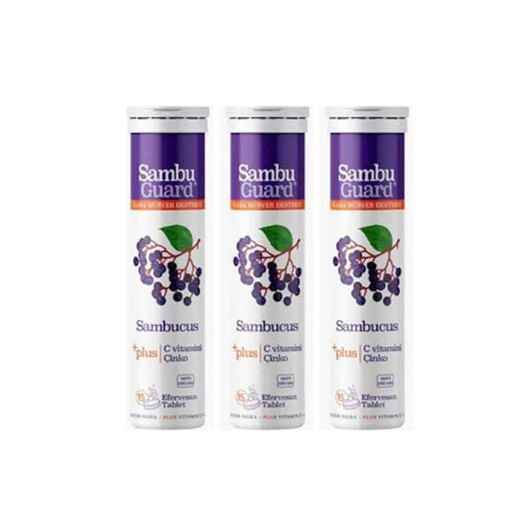 Sambu Guard Sambucus Plus 15 Efervesan Tablet 3'lü set