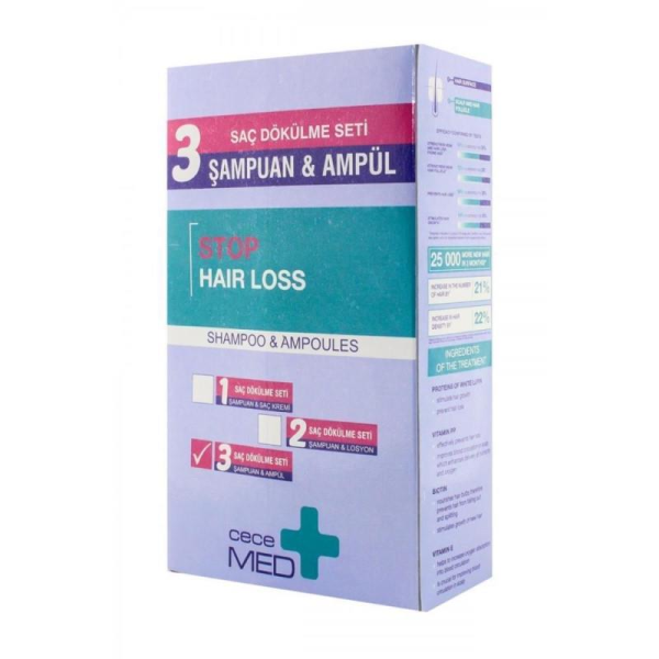 CeceMed Saç Dökülme Seti CeceMed Stop Hair Loss Şampuan 300 ml + CeceMed Stop Hair Loss Scalp Ampul
