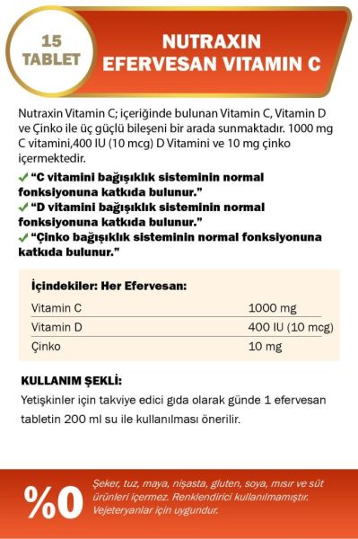Vitamin C-D-ZINC 15 Efervesan Tablet