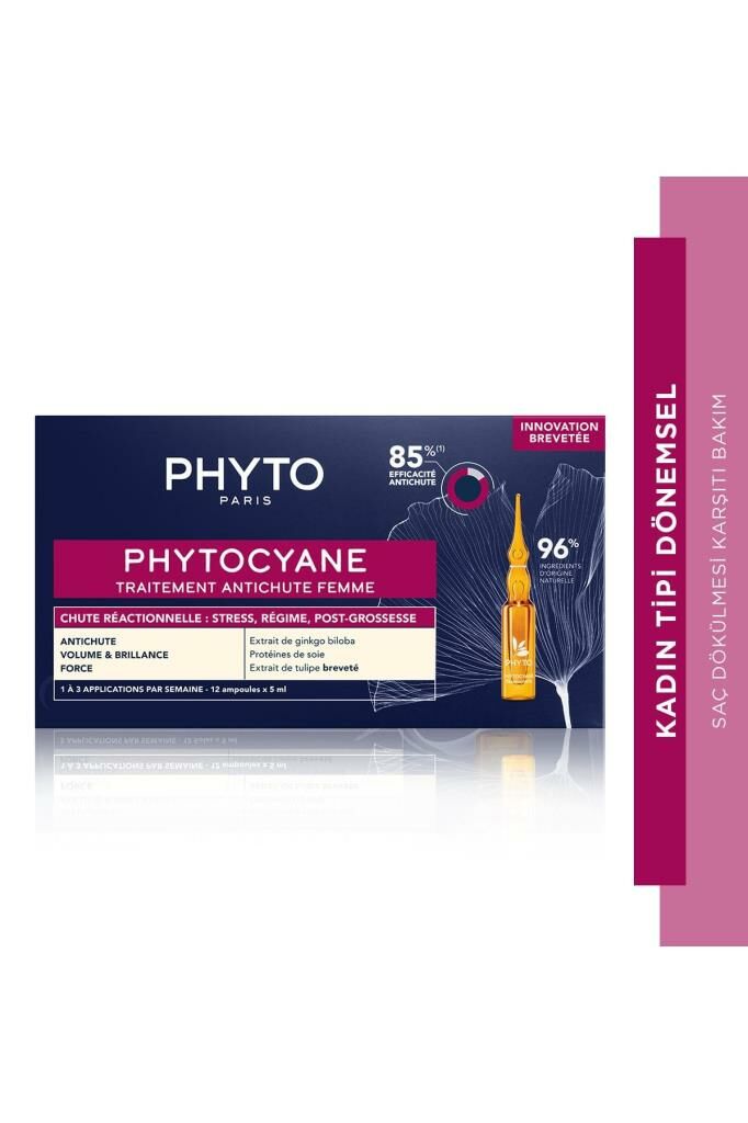 Phyto Phytocyane Kadınlar İçin Dönemsel Saç Dökülmesi Karşıtı Bakım 12 Ampul x 5 ml