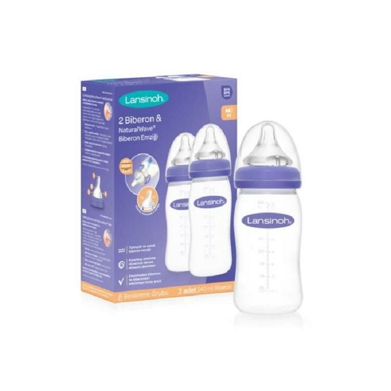 Lansinoh Biberon ve NaturalWave Biberon Emziği 2x240 ml