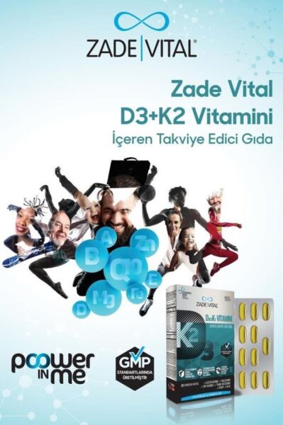 Zade Vital D3 + K2 Vitamini İçeren Takviye Edici Gıda 30 Yumuşak Kapsül