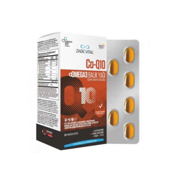 Zade Vital Co-Q10 Omega3 Balık Yağı İçeren Takviye Edici Gıda 30 Kapsül