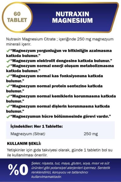 Nutraxin Magnesium Citrate 250 mg 60 Tablet