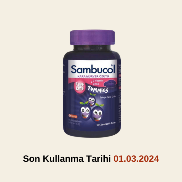 Sambucol Plus Kids Yummies Kara Mürver Özütü Çiğnenebilir