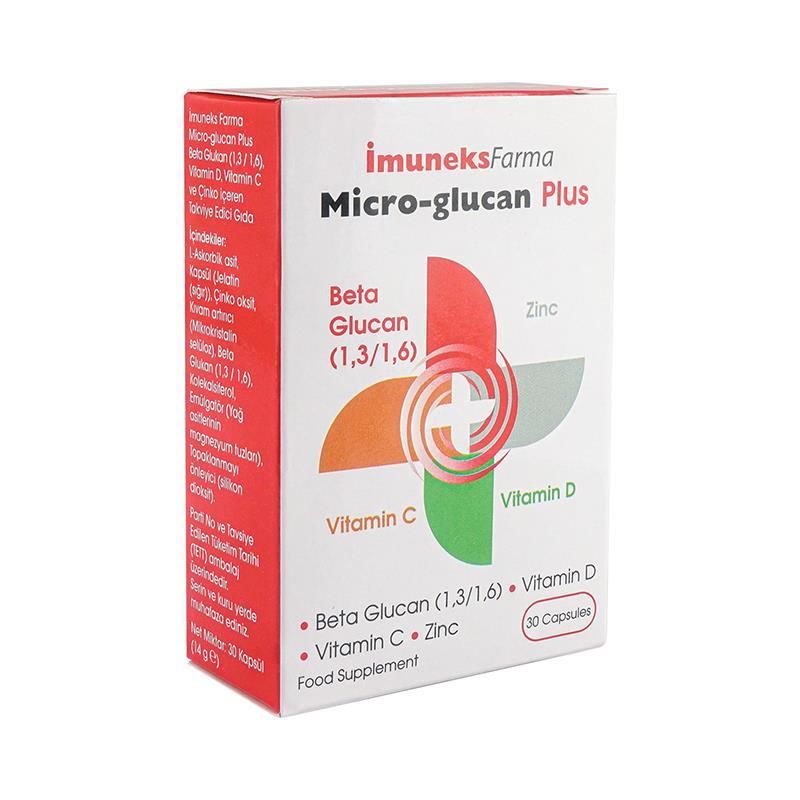 İmuneks Micro-Glucan Plus Beta Glukan Çinko D Vitamini C Vitamini 30 Kapsül