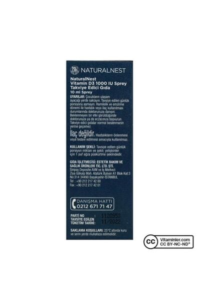 Naturalnest Vitamin D3 1000 IU Sprey 3'lü 10 ml - 3 Al 2 Öde