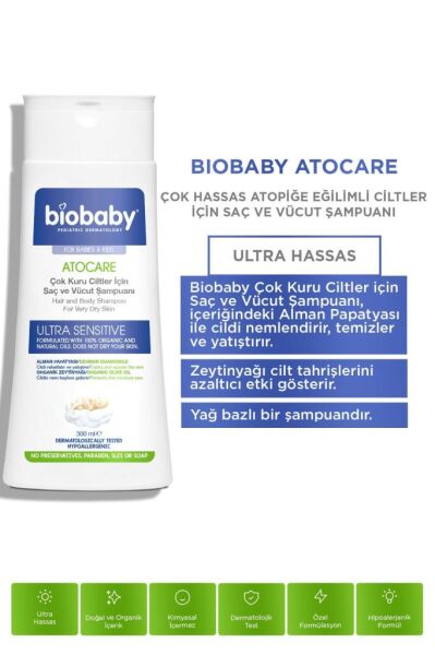 Biobaby Kuru ve Atopik Ciltler İçin Şampuan 300 ml