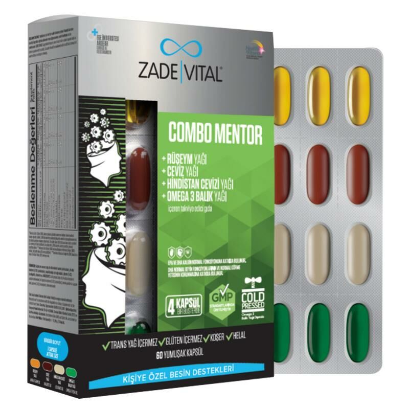 Zade Vital Combo Mentol 60 Yumuşak Kapsül