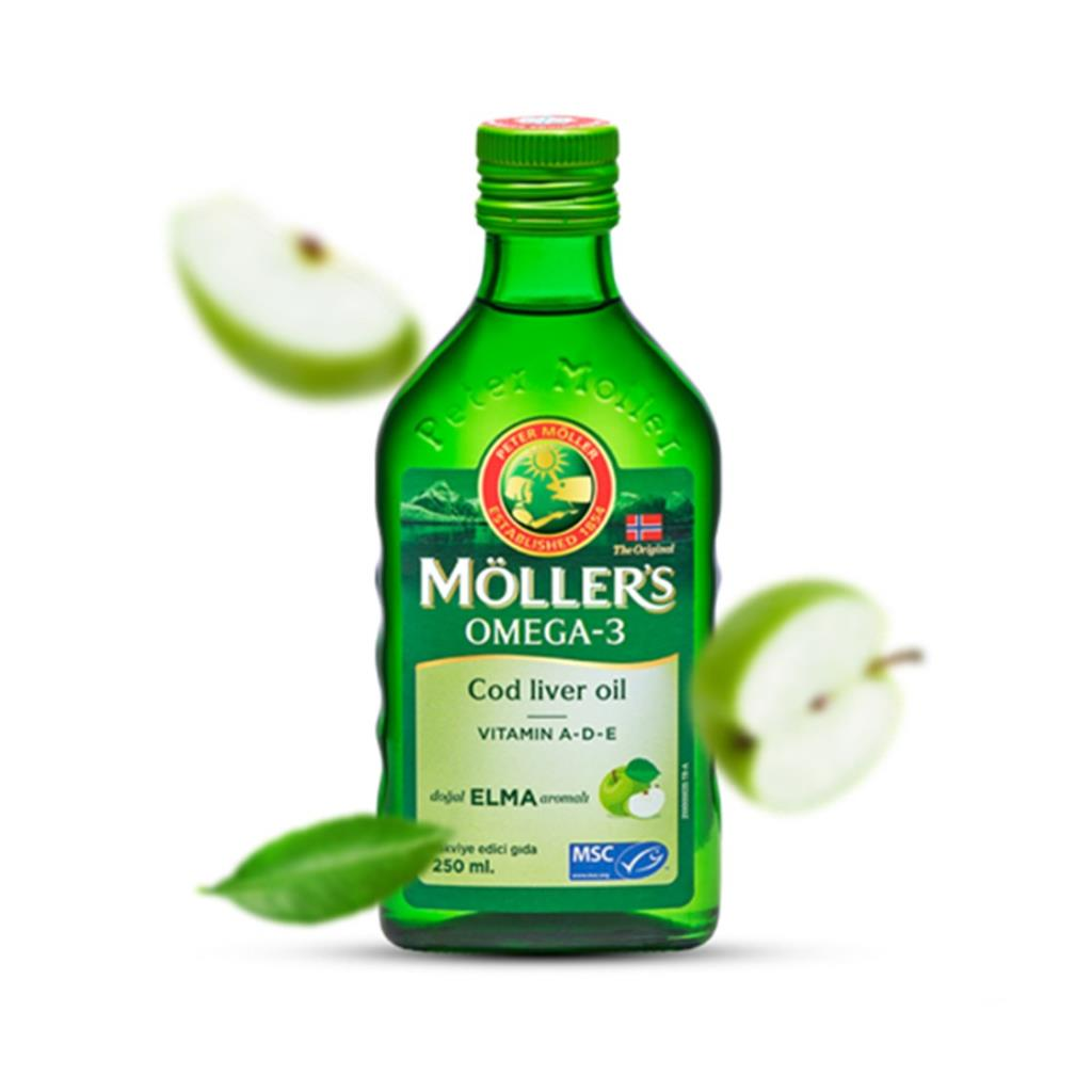 Möllers Omega-3 - Balık Yağı Sıvı Formu 250 ml - Elmalı