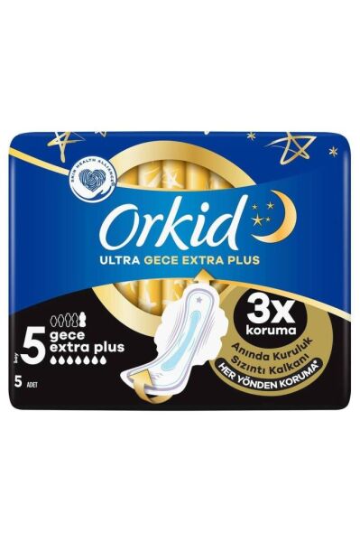 Orkid Ultra Hijyenik Ped Gece Extra Plus No: 5 5'li