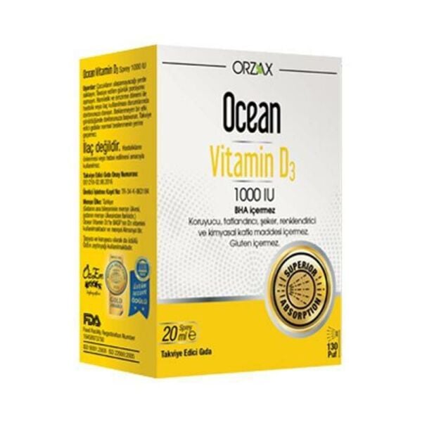 Orzax Ocean Vitamin D3 1000 IU Sprey 20ml