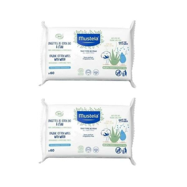 Mustela Organik Pamuklu Islak Mendil 2li