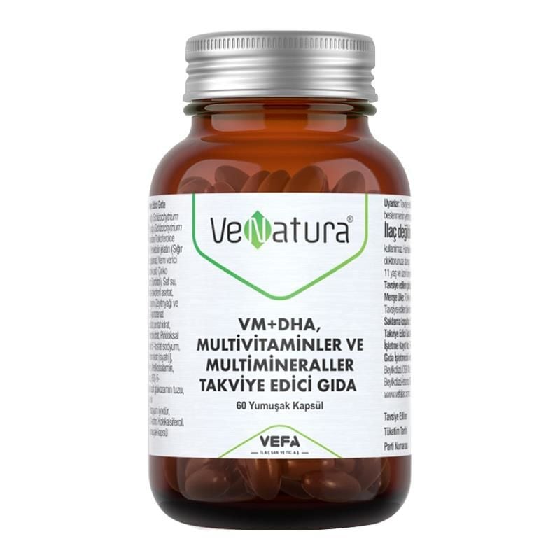 Venatura VM+DHA Multivitaminler ve Multimineraller Takviye Edici Gıda 60 Kapsül