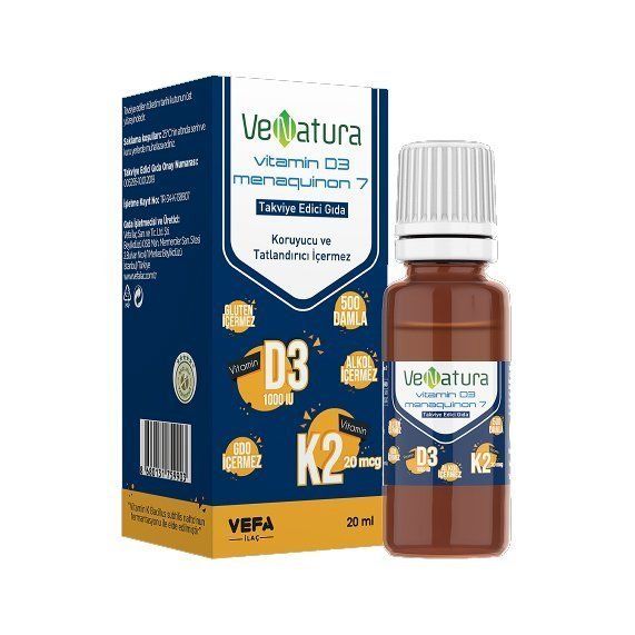 VeNatura Vitamin D3 ve Menaquinon 7 Takviye Edici Gıda 20 ml