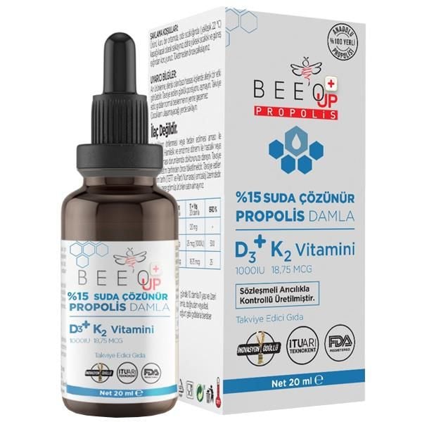 Bee'o Up %15 Suda Çözünür Propolis D3 K2 Damla 20 ml