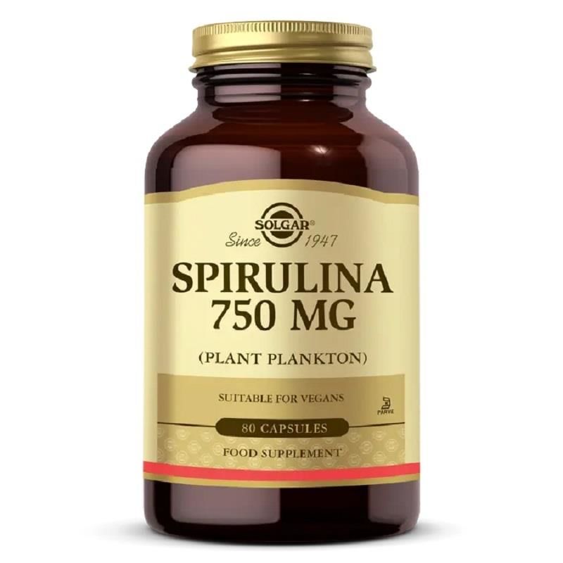 Solgar Spirulina 750 mg Takviye Edici Gıda 80 Bitkisel Kapsül