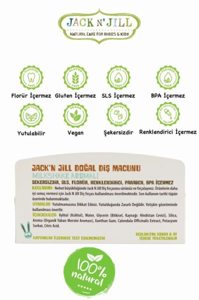 Jack N'Jill Milkshake Aromalı Macun 50 gr